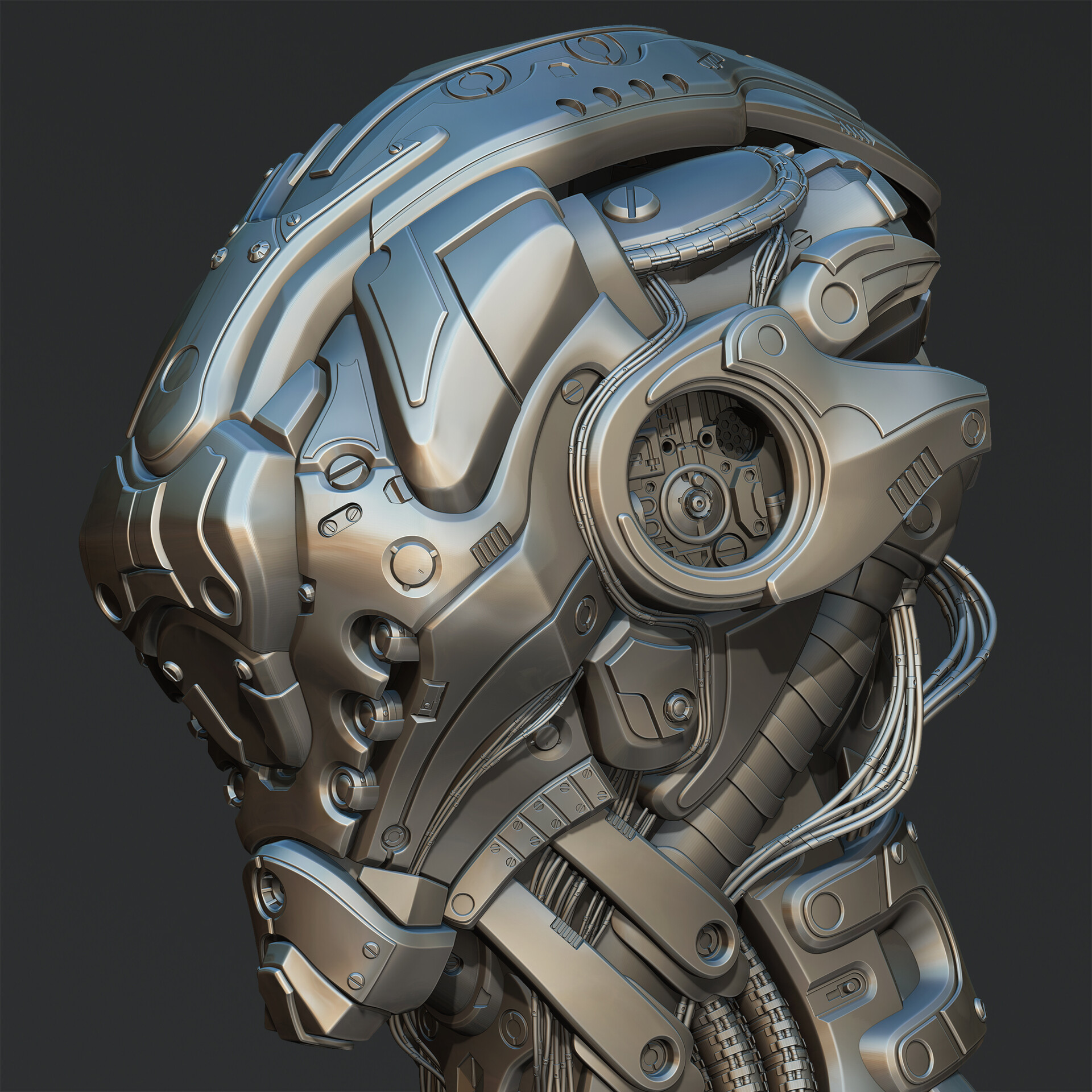 ArtStation - Cyber Helmet - Hard Surface Modeling