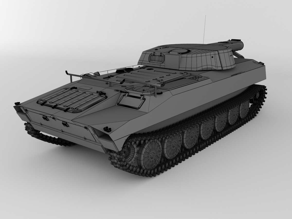 ArtStation - 3D modeling of planes and military vehicles (TANK UR-77)