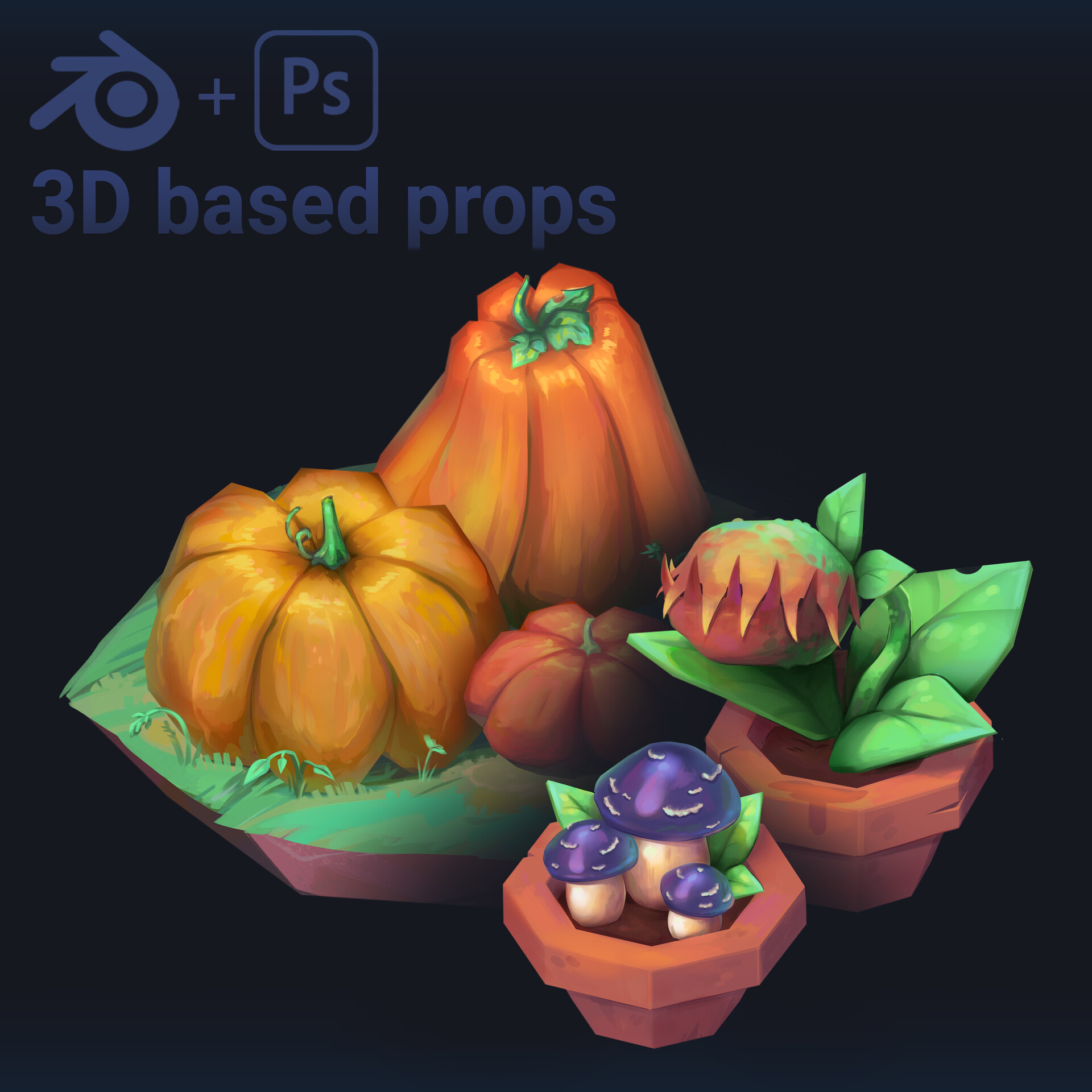ArtStation - Props practice (3D to 2D)