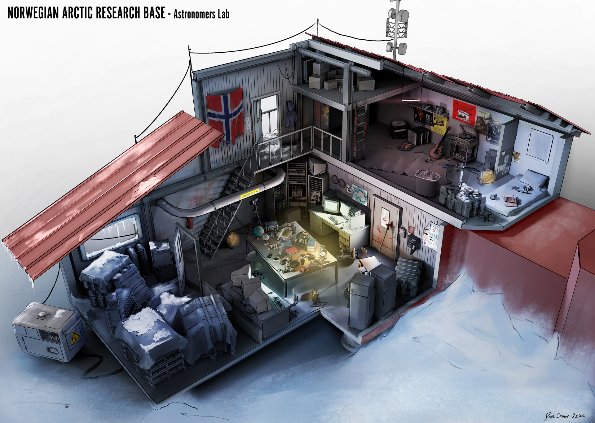 ArtStation Norwegian Arctic Research Base Astronomer's Lab Cutaway