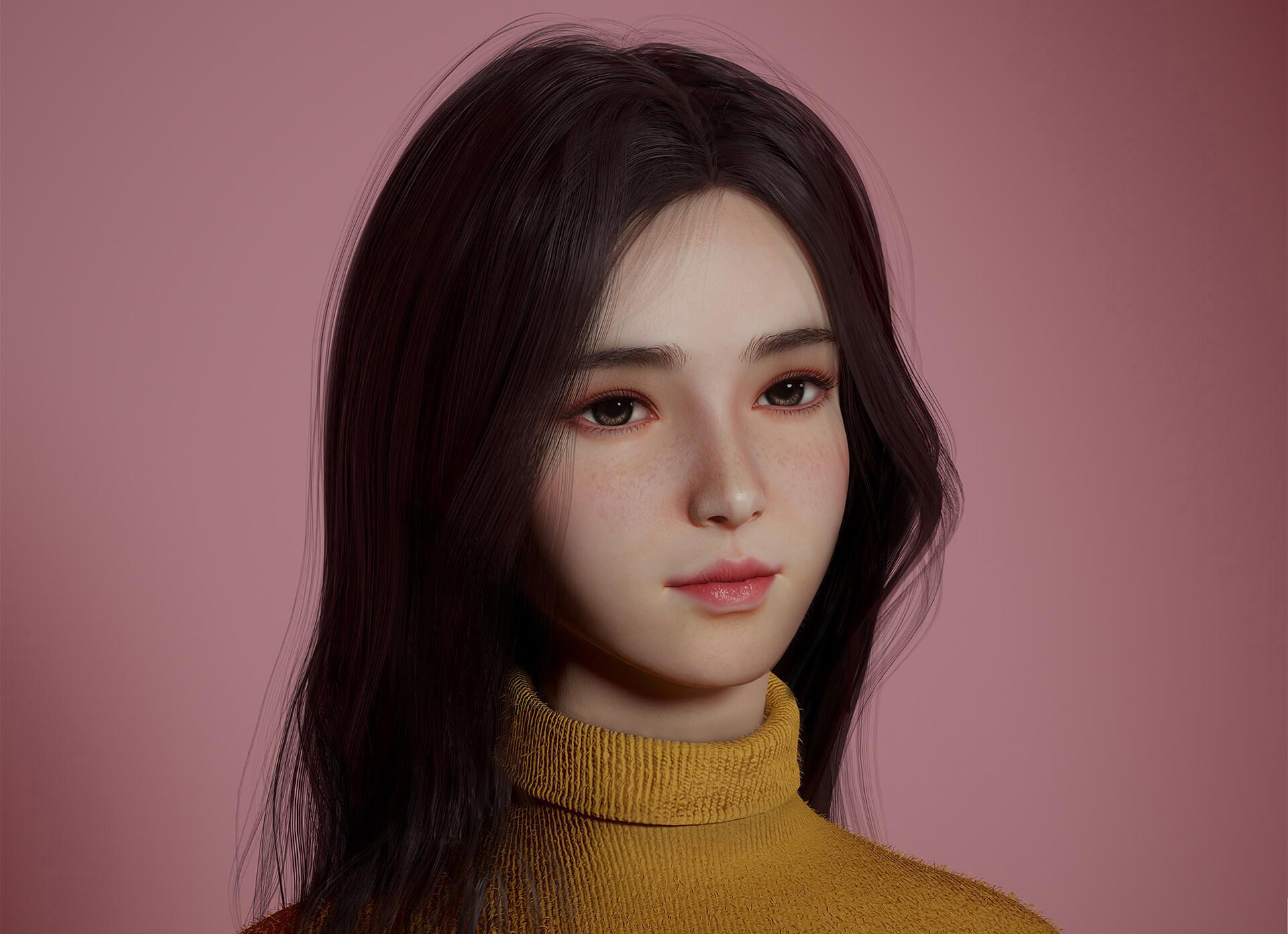 ArtStation - Sweater Girl with Freckles