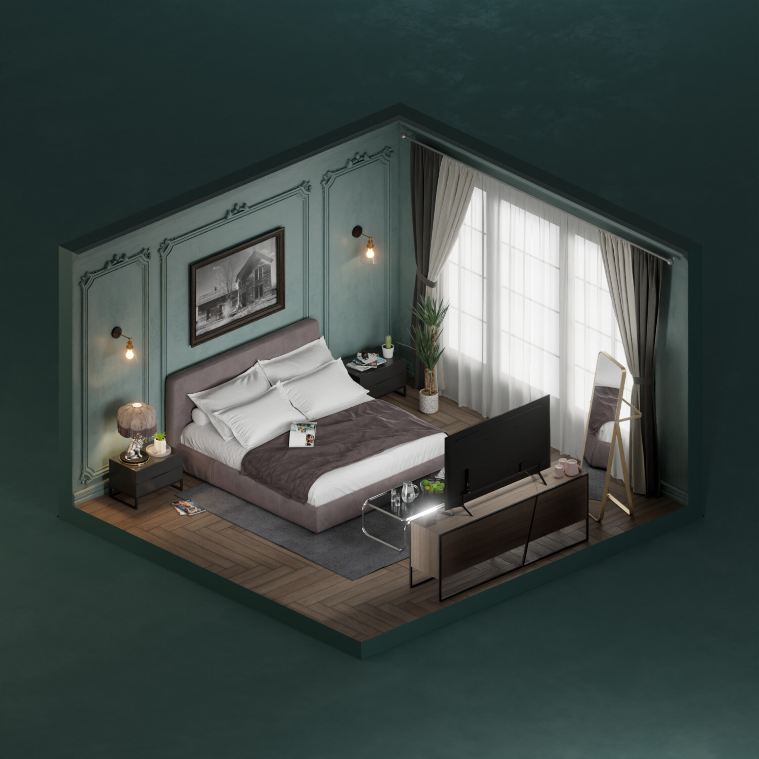 Artstation Isometric Bedroom 5579