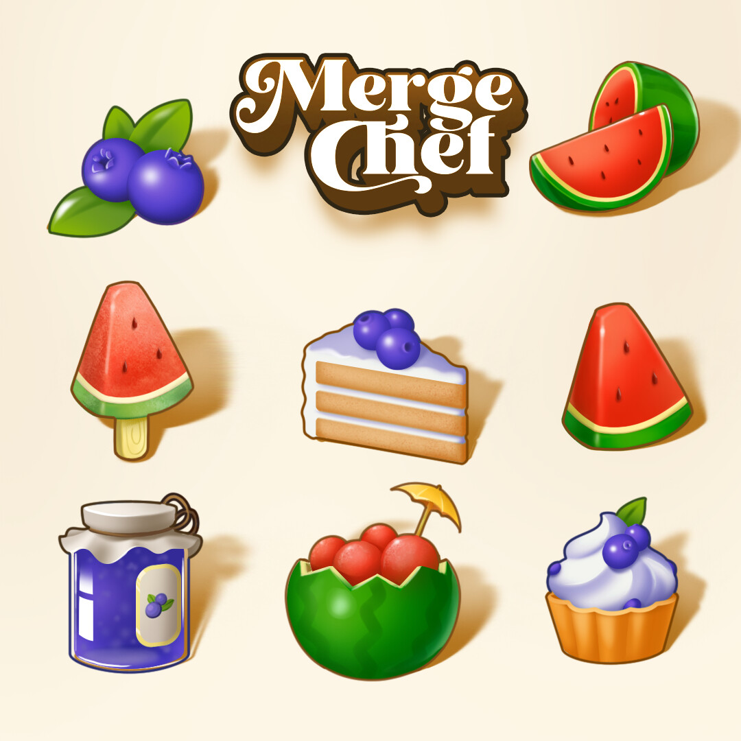 ArtStation Merge Chef Blueberry and Watermelon set