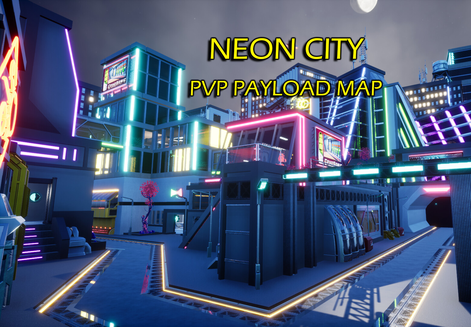 Artstation Neon City Sci Fi Pvp Payload Map