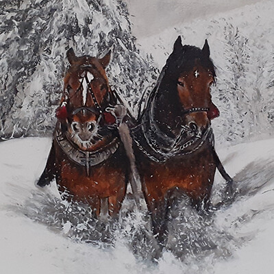 ArtStation - Horses in Snow