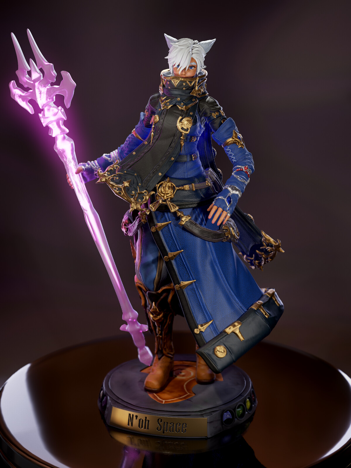 Black Mage Statue Design - Miqo'te