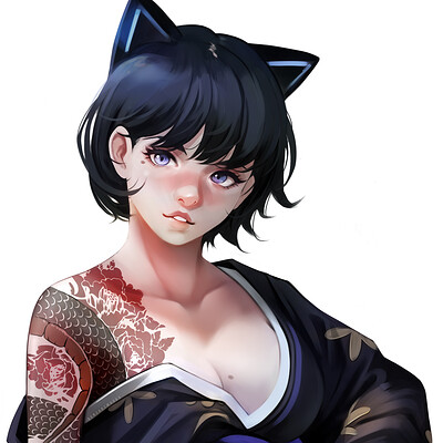 ArtStation - catgirl samurai