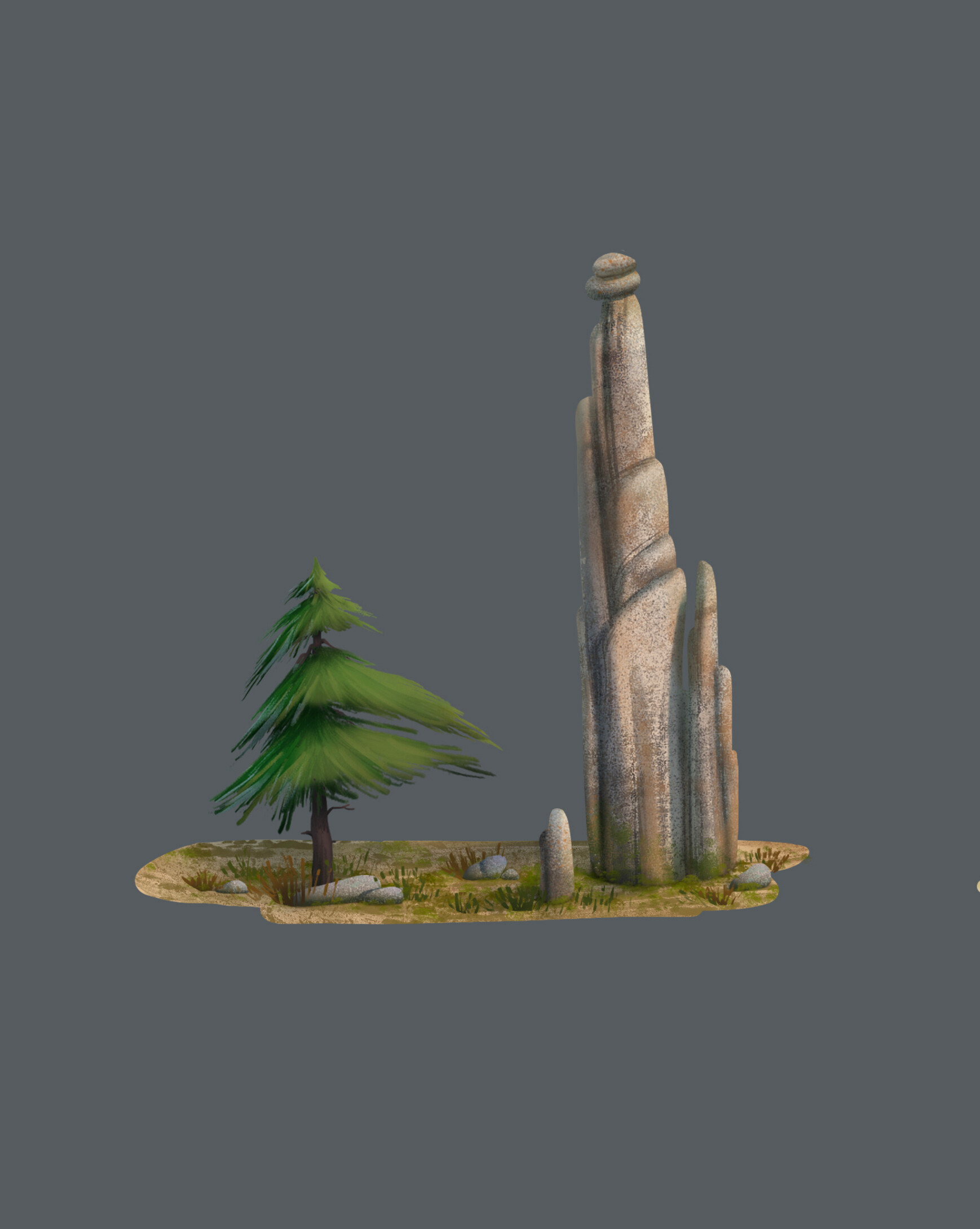 ArtStation - Enviroment assets. Stones and trees.