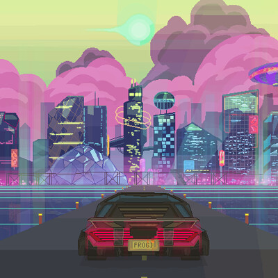 ArtStation - Cyberpunk pixel art background for NFT game