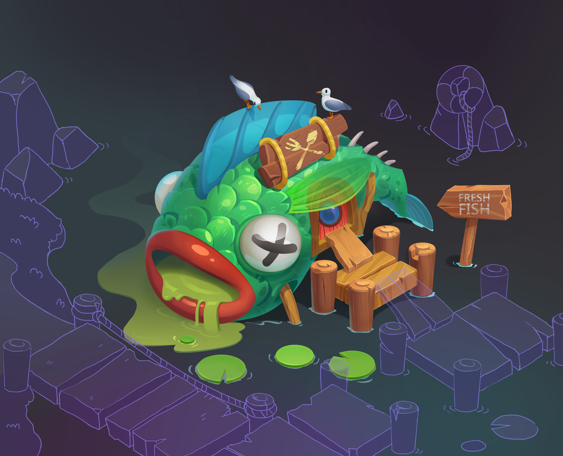 ArtStation Fresh fish house