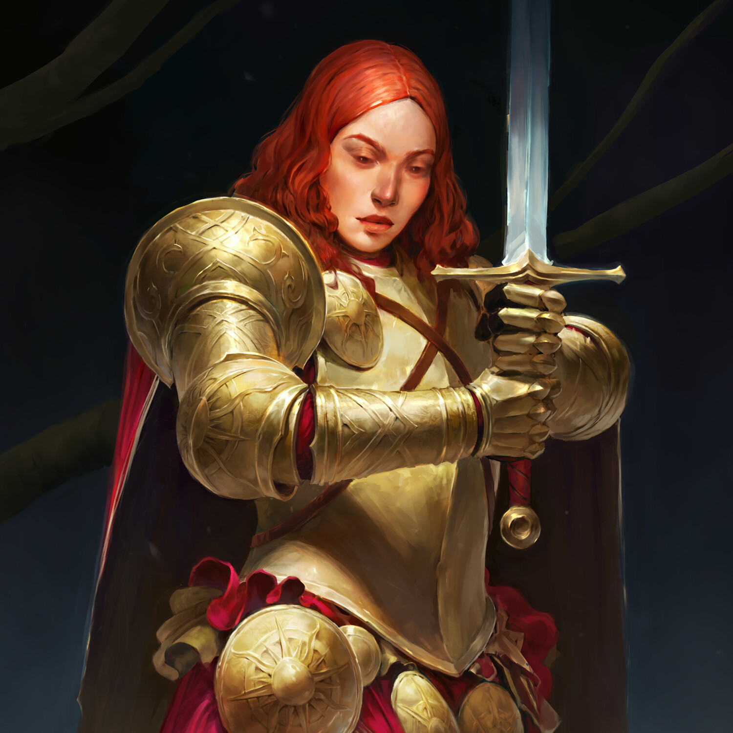 ArtStation - Girl in a golden armor