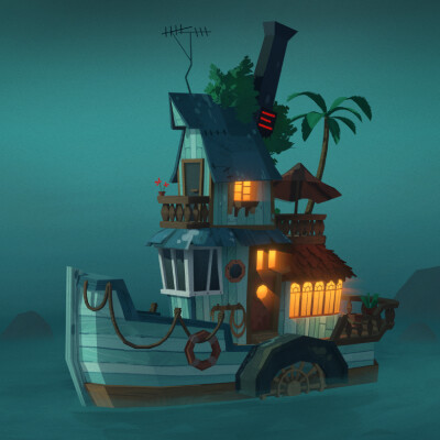 ArtStation - Stylized Steamboat