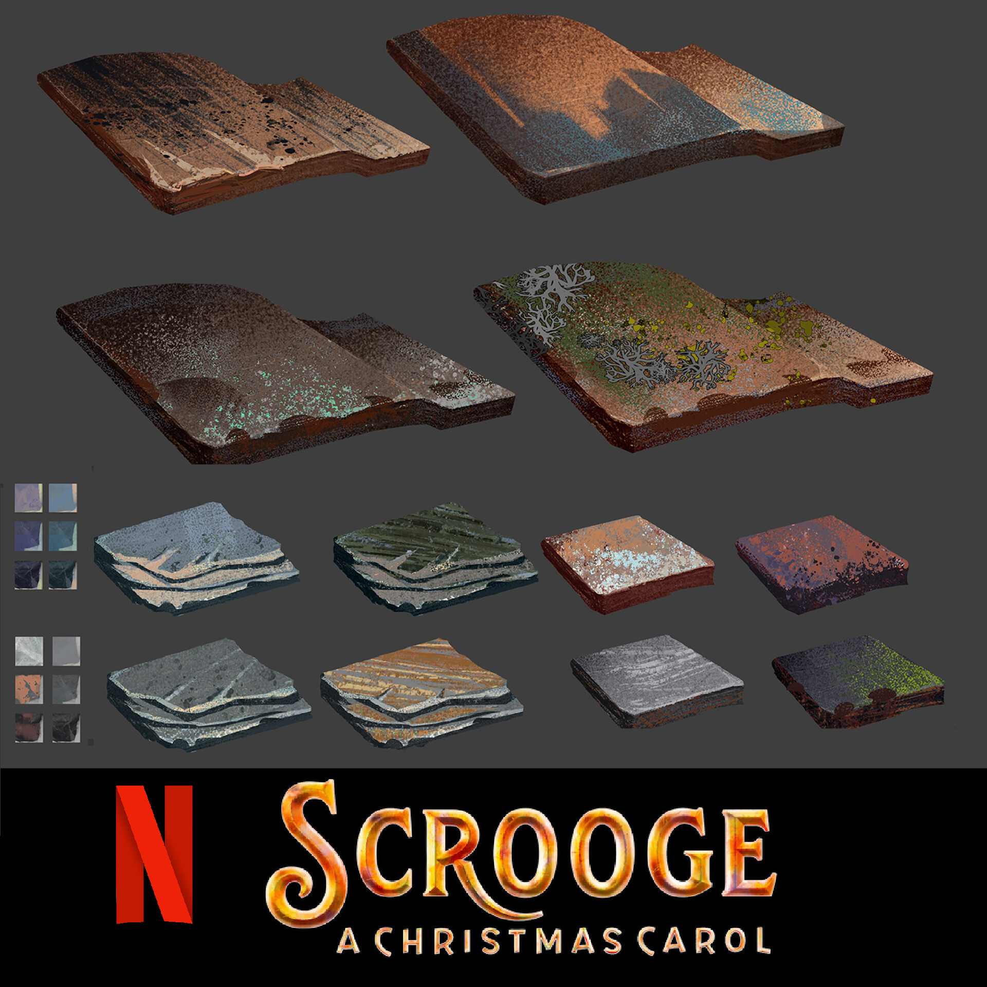 ArtStation Netflix Scrooge Texture and Surface Callout Sheets