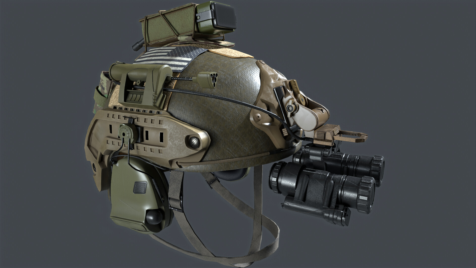 ArtStation - Army Helmet with Night Vision Goggles / Ear Protection