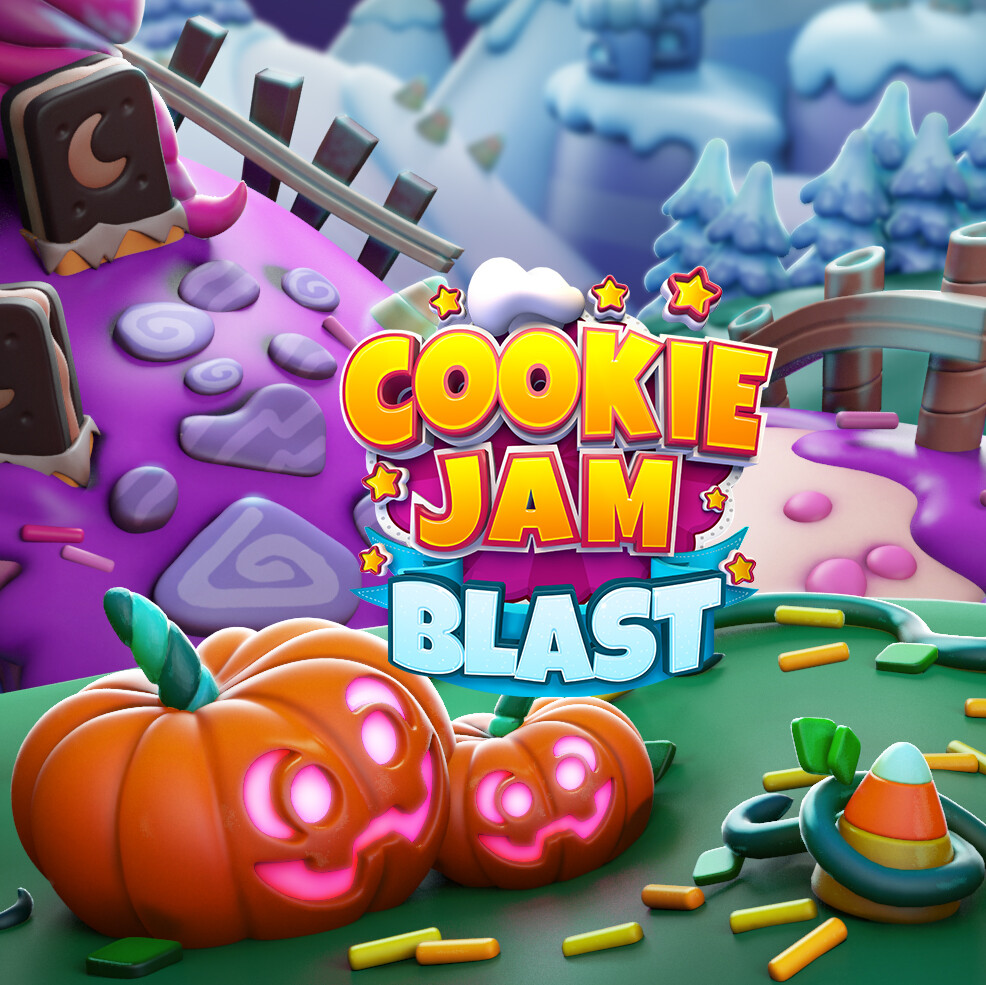 ArtStation Halloween intro screen COOKIE JAM BLAST