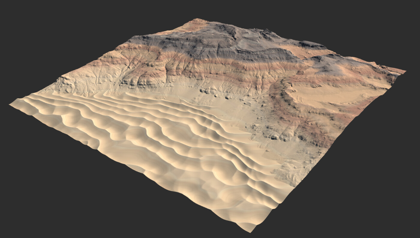 ArtStation - Desert mountains with dunes (GAEA study)