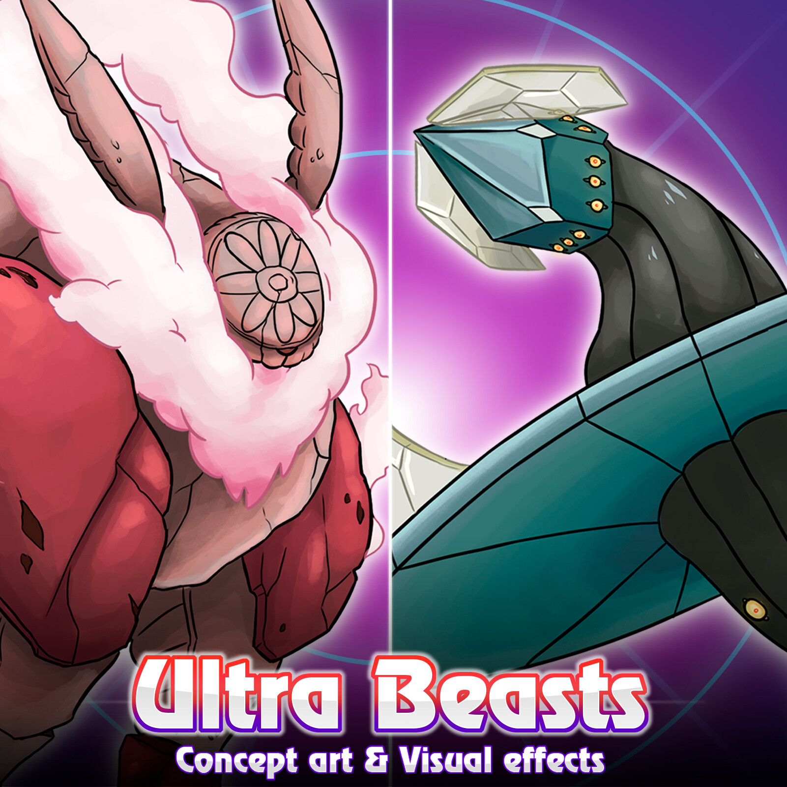 Ultra beasts concept art for Pokémon sun and moon