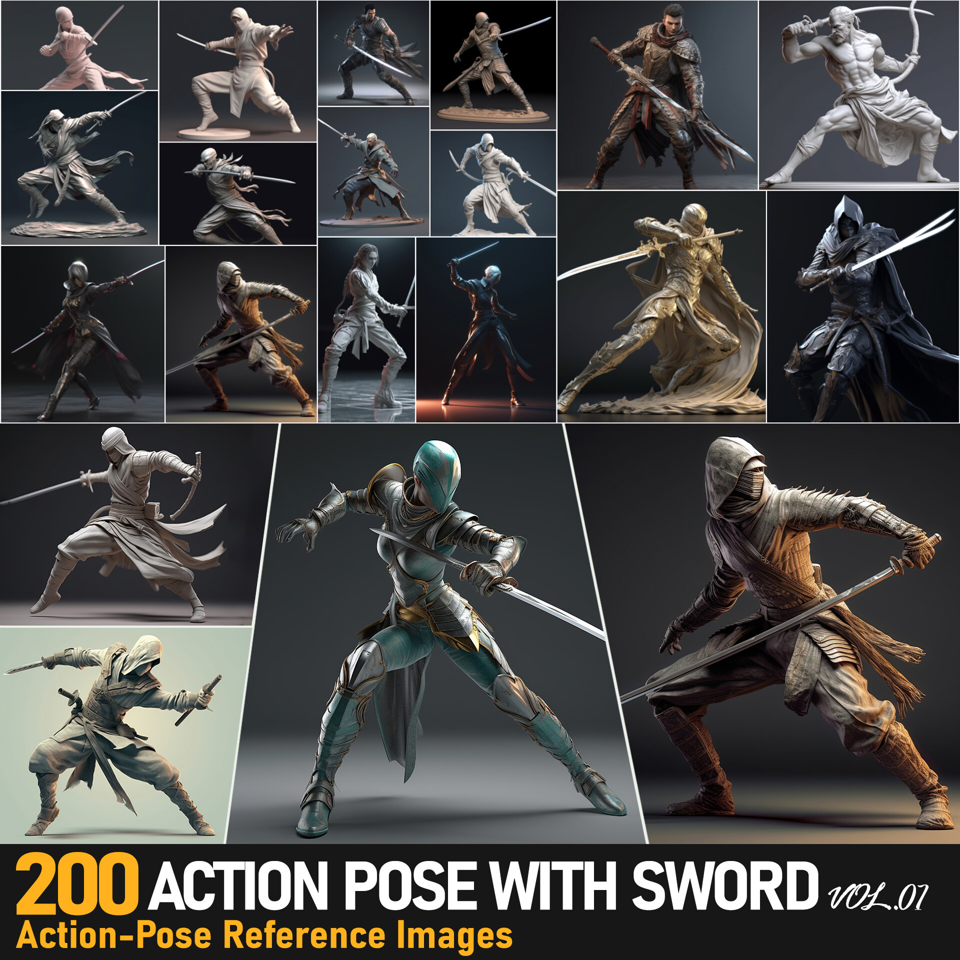 action poses reference sword