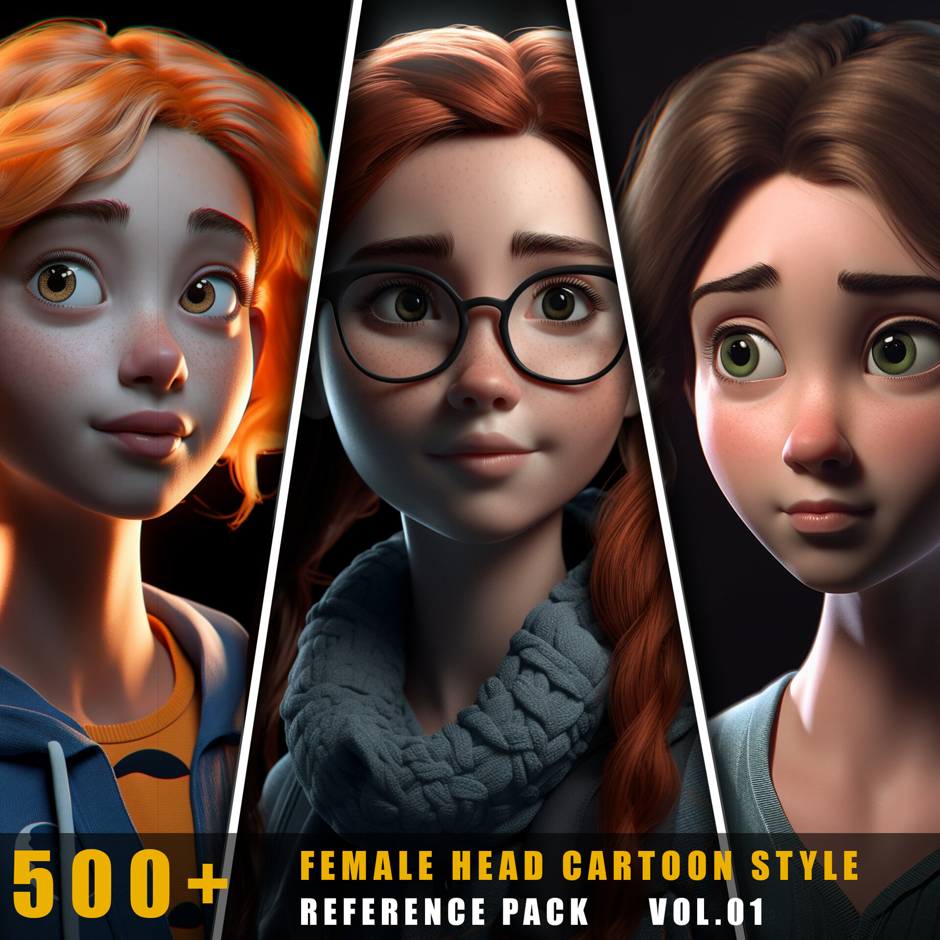 ArtStation - 500+ Female Head Cartoon Style - References Pack Vol.01