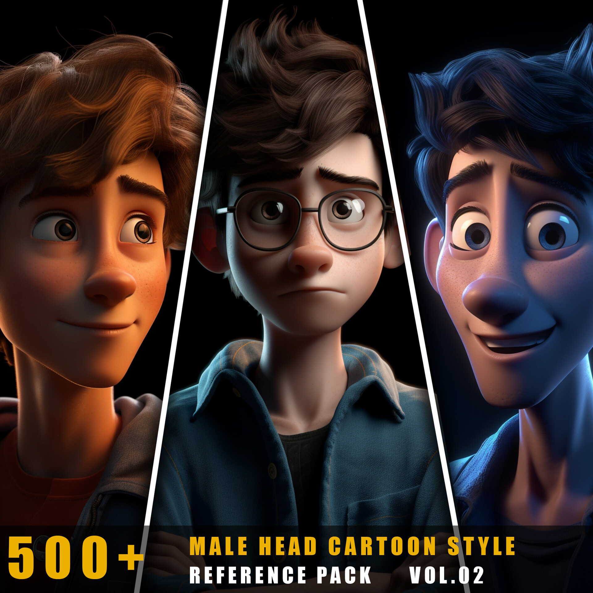 ArtStation - 500+ Male Head Cartoon Style - References Pack Vol.02