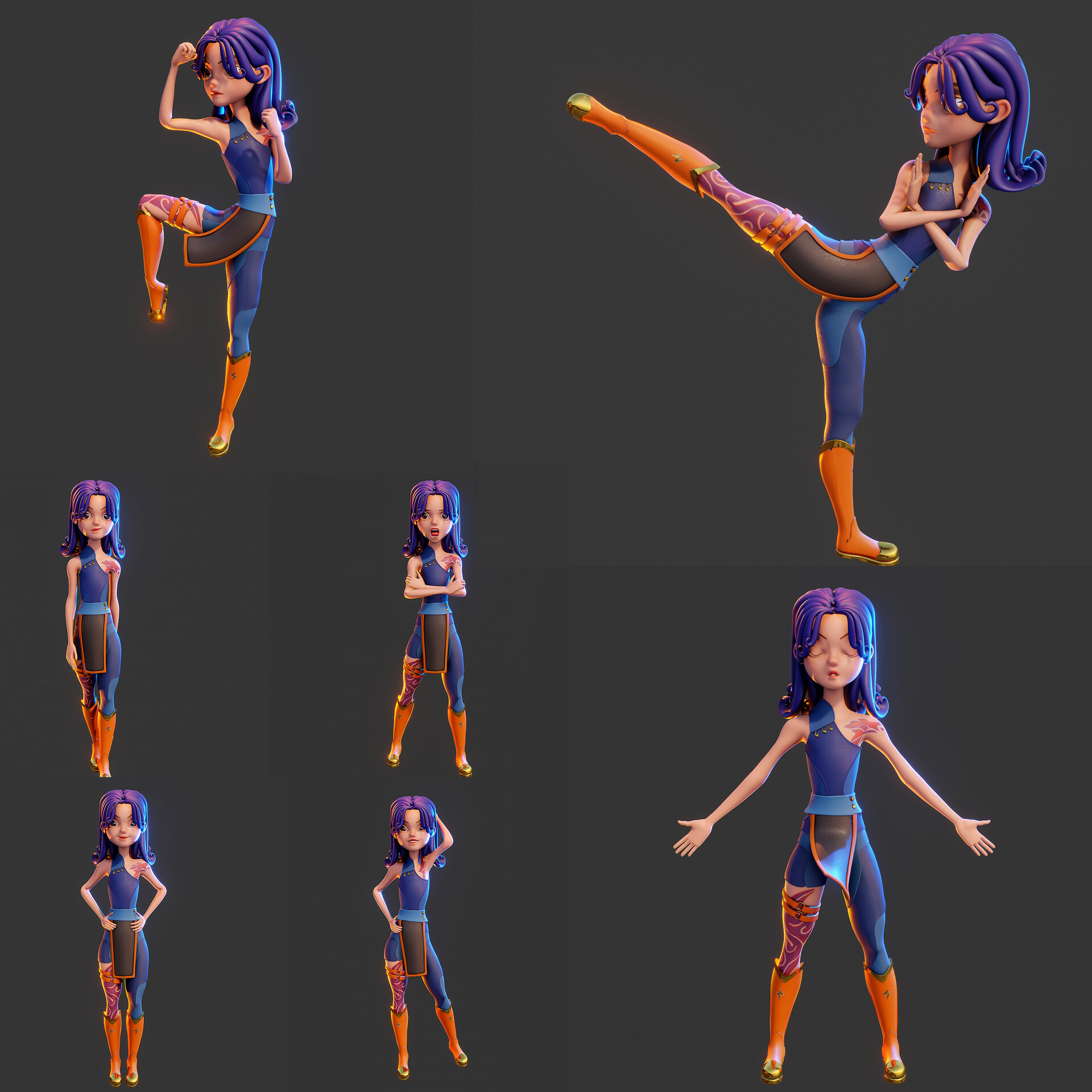 ArtStation - Rigged Stylized Girl - DinaStyle 1 With Clothes - Blender