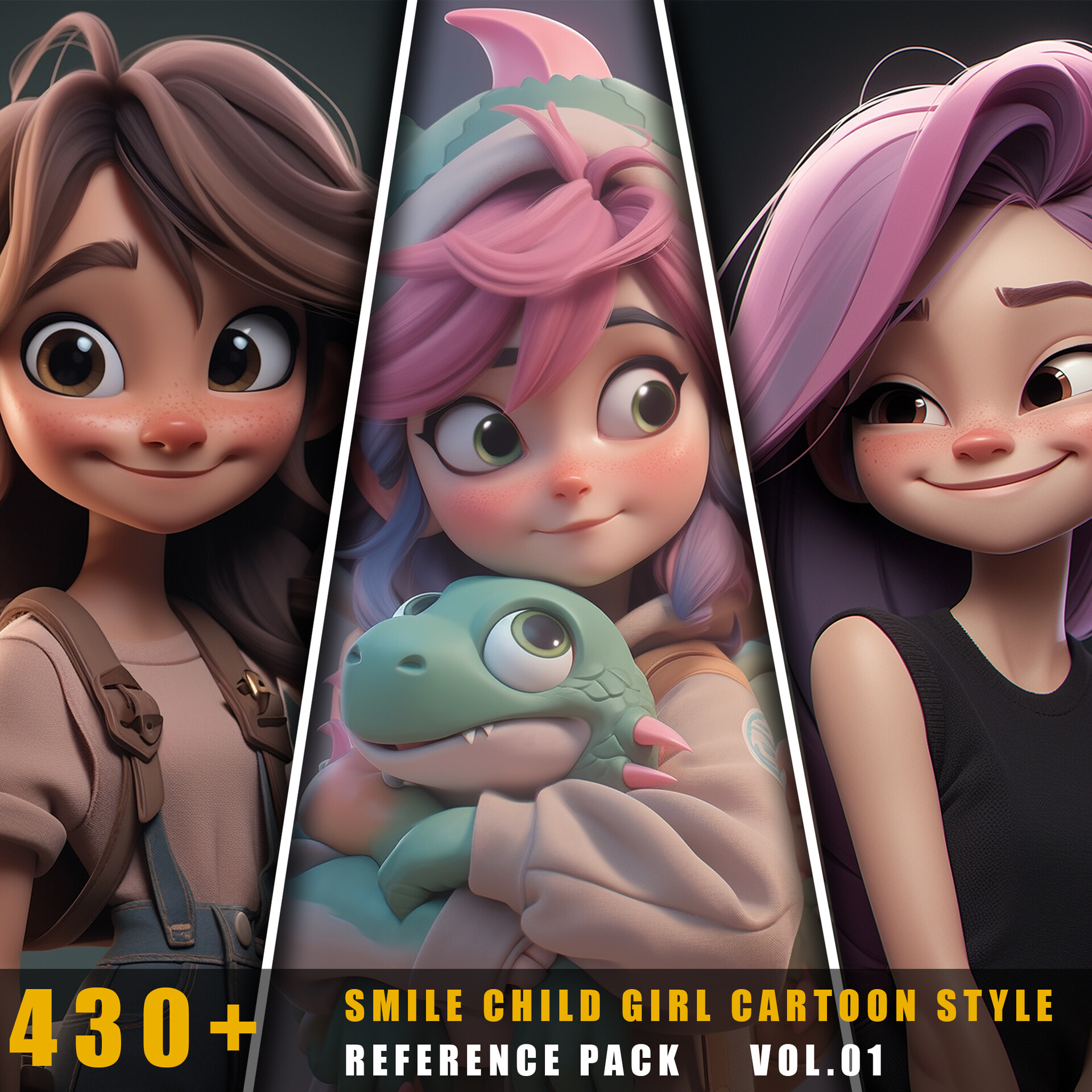 ArtStation - 430+ Smile Child Girl Cartoon Style - References Pack Vol.01