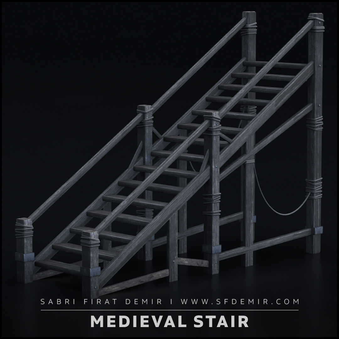 Medieval Stair 3D Asset/Model PBR Low Polygon