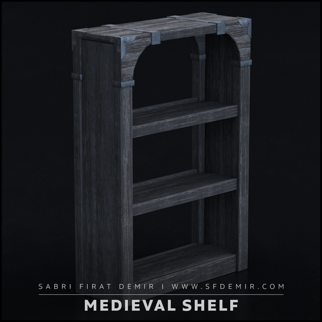 Medieval Shelf 3D Asset/Model PBR Low Polygon