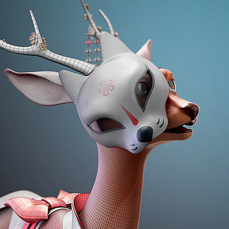Kimono Deer - Creature Design | Sculpting | Shading