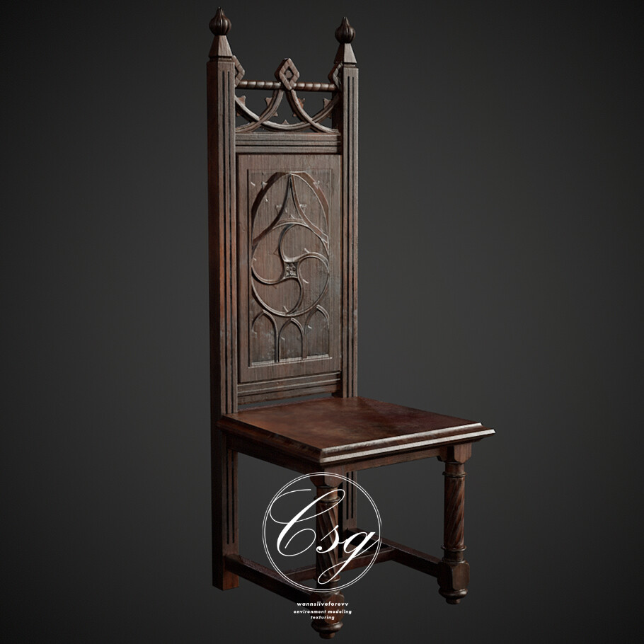 ArtStation - Wood Gothic Chair