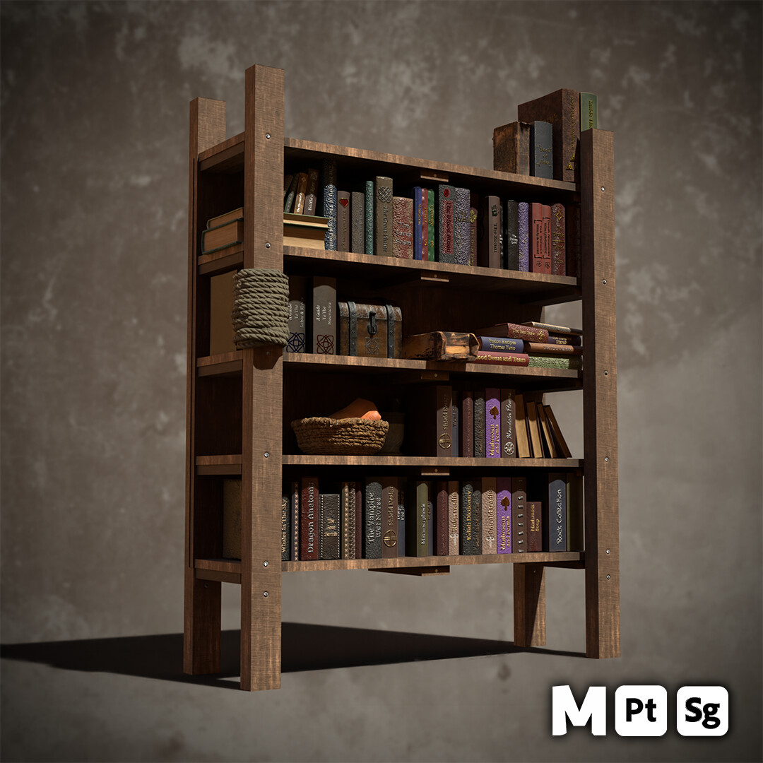 ArtStation A Medieval Bookshelf