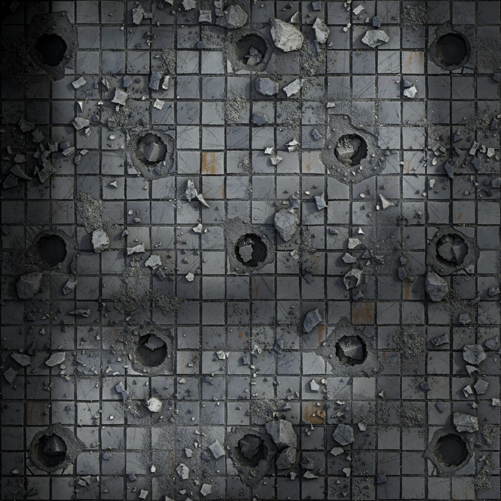 PBR Damaged Tiles Material Study