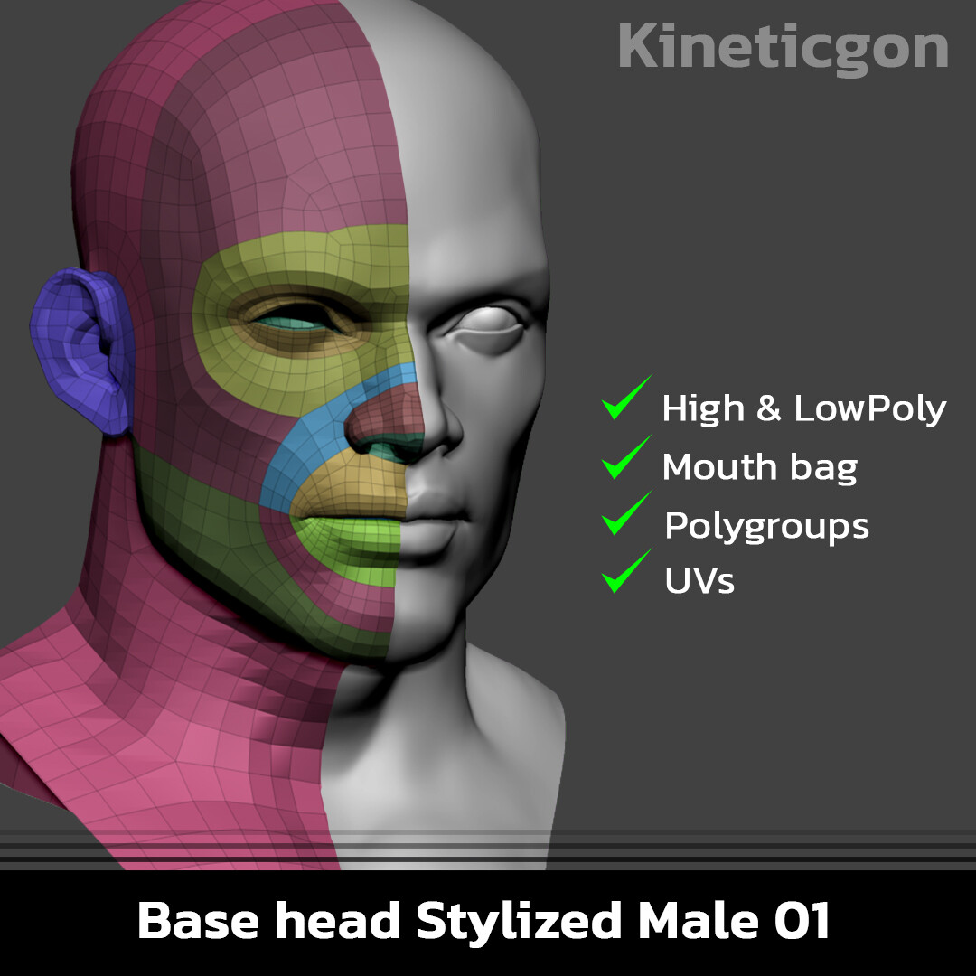ArtStation Base Head Stylized Male 01