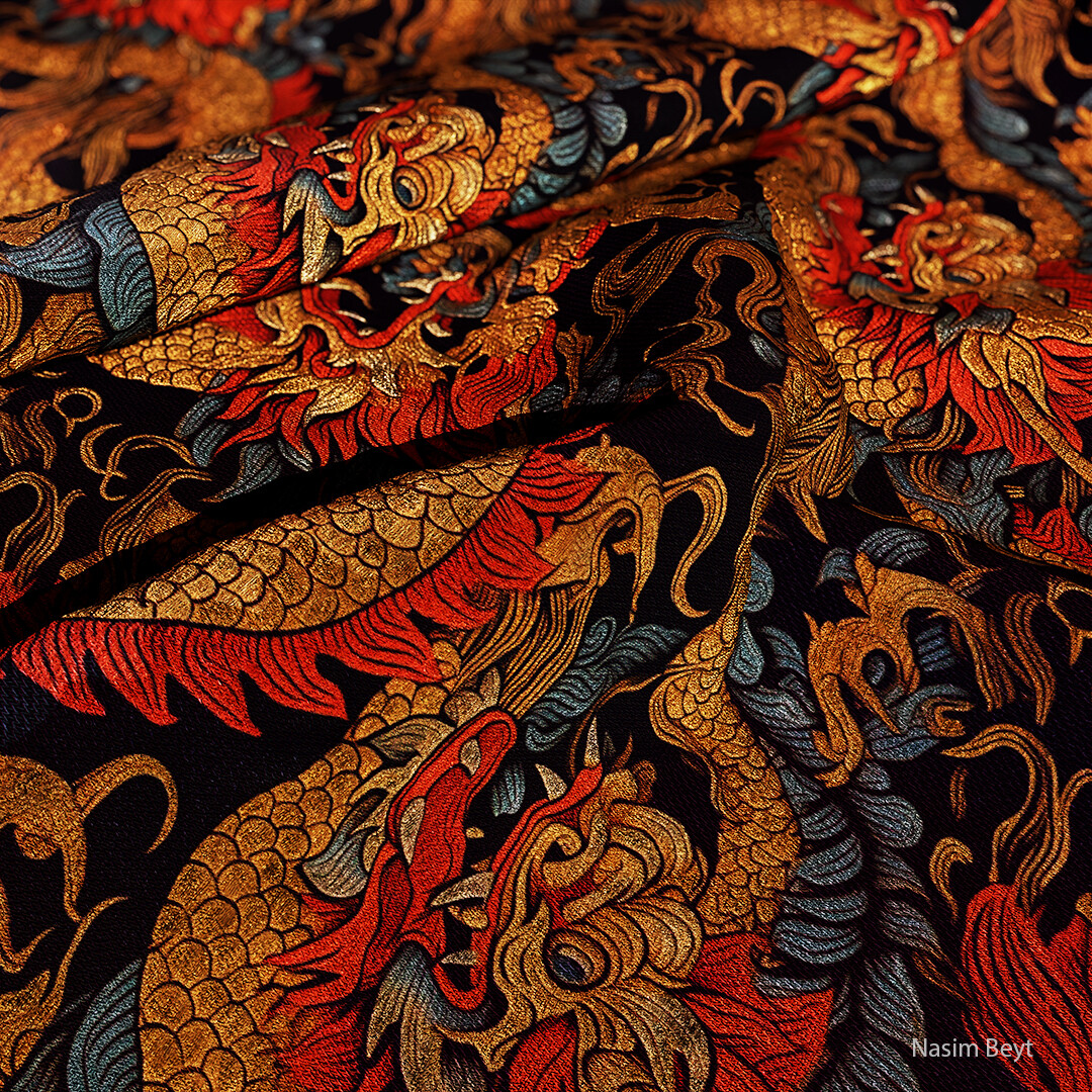 ArtStation - 50 Tileable Chinese Dragon Fabric Materials-VOL07. SBSAR