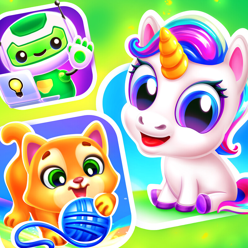 Kids apps icons collection 