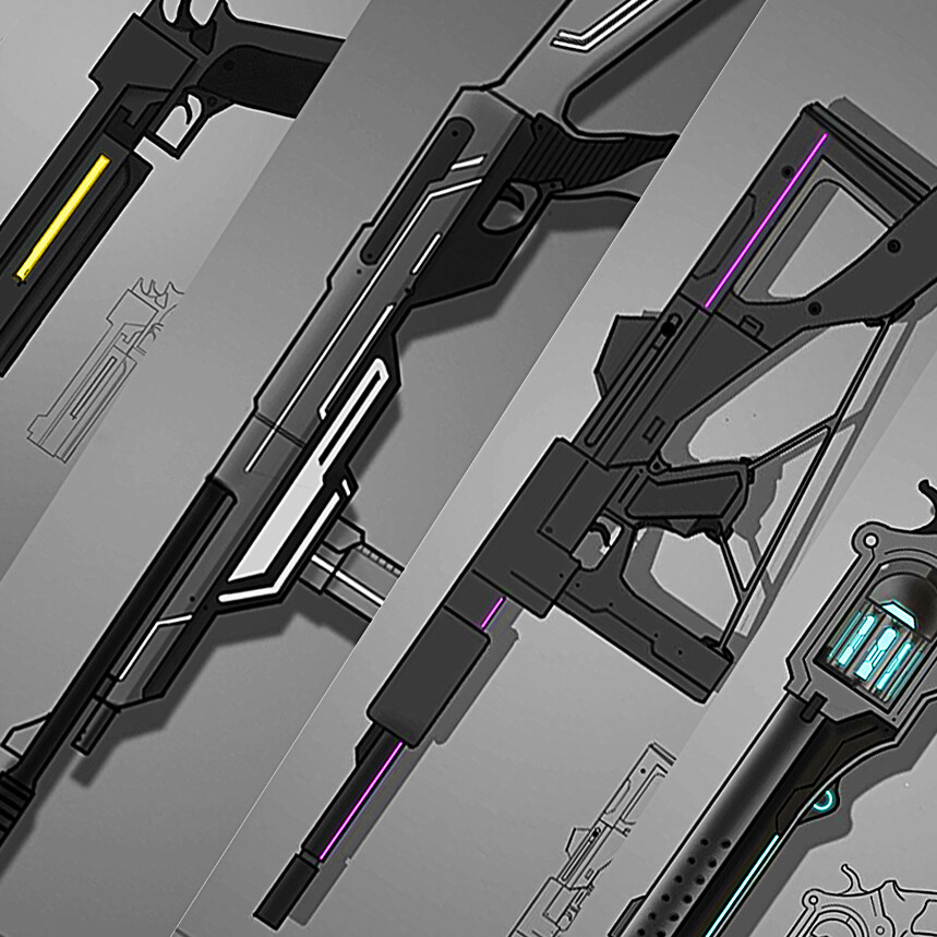 ArtStation - Pulp noir and Synthwave sci-fi Weapons