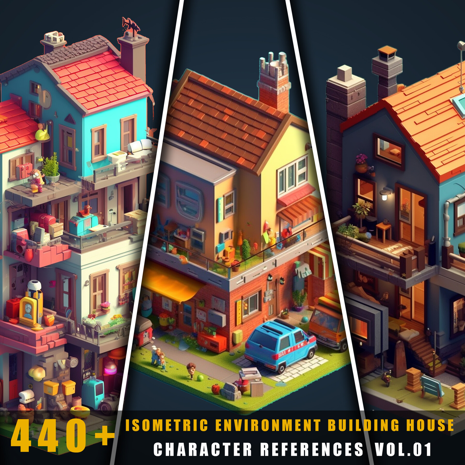 Artstation 440 isometric environment building house environment