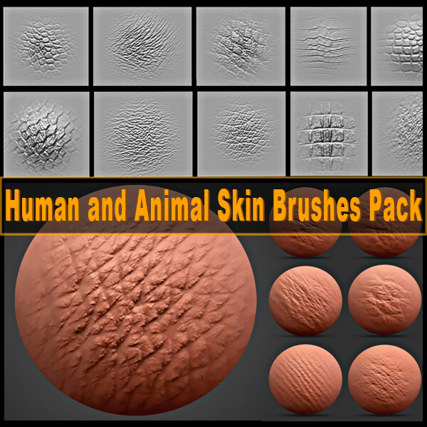 ArtStation - 80+ Human and Animal Skin Brushes Pack - Zbrush