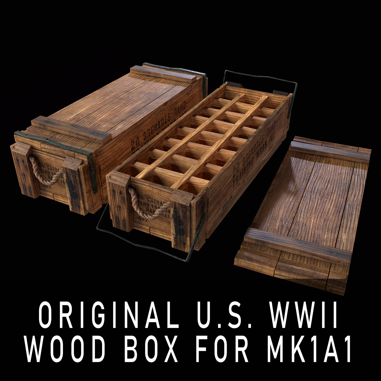 Original U.S. WWII Wood Box for MK1A1 Grenades