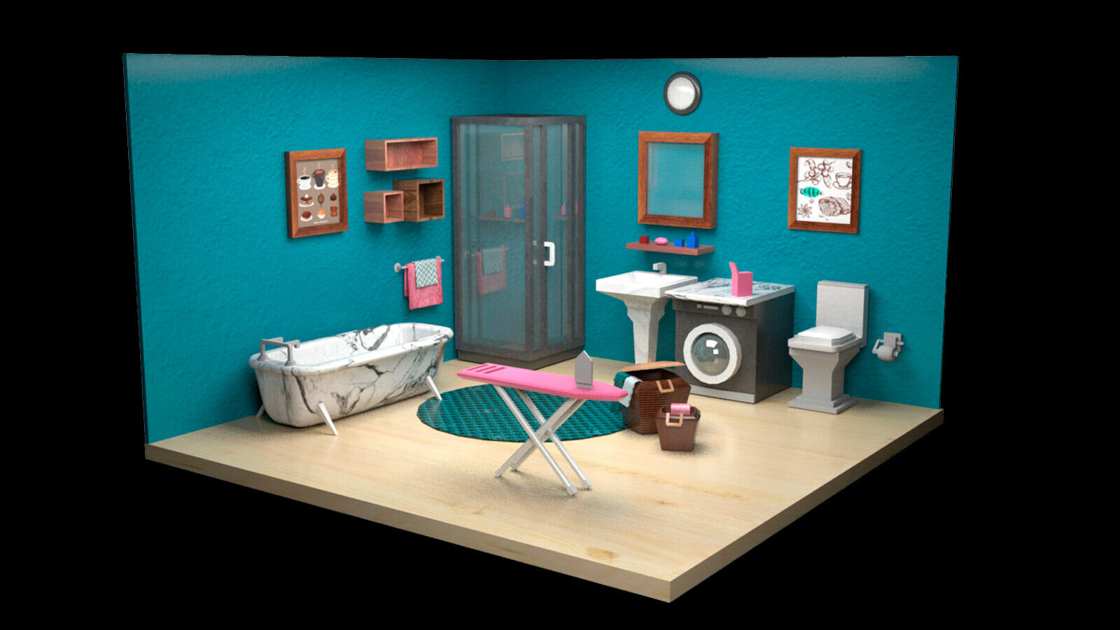 ArtStation - Diorama 3d de un baño