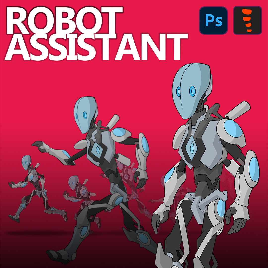 Artstation Robot Assistant Spine 2d Animation