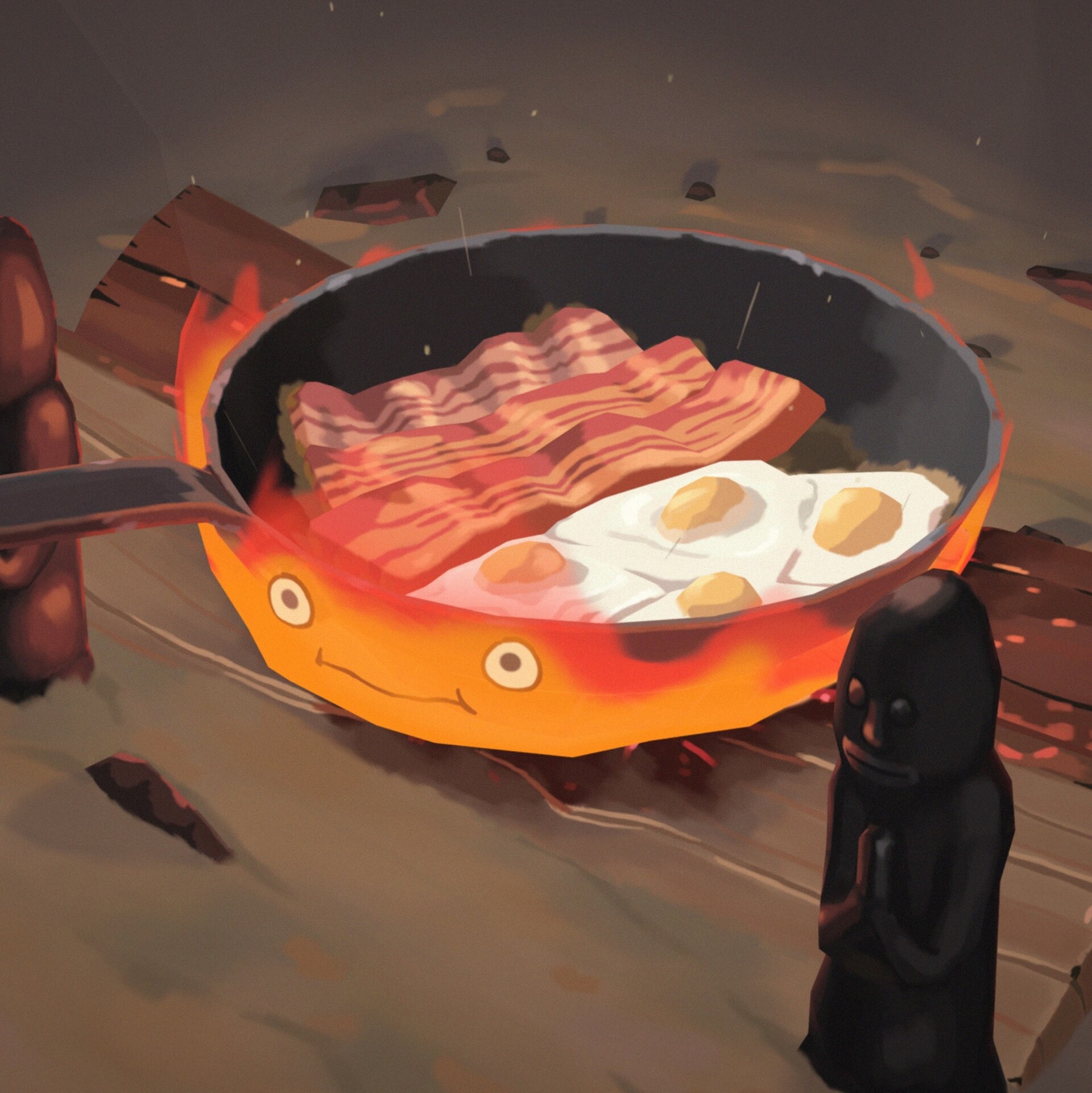 ArtStation - Calcifer Cooking Bacon and Eggs