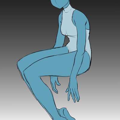 Sitting Pose Reference for Figure Drawing