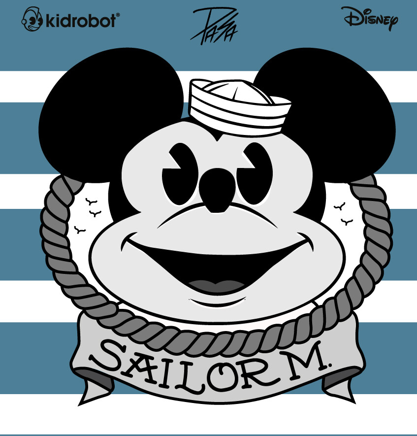 Disney Mickey Mouse Sailor M. Collectible Vinyl Figure by Pasa - Exclusive Black and Gold Edition