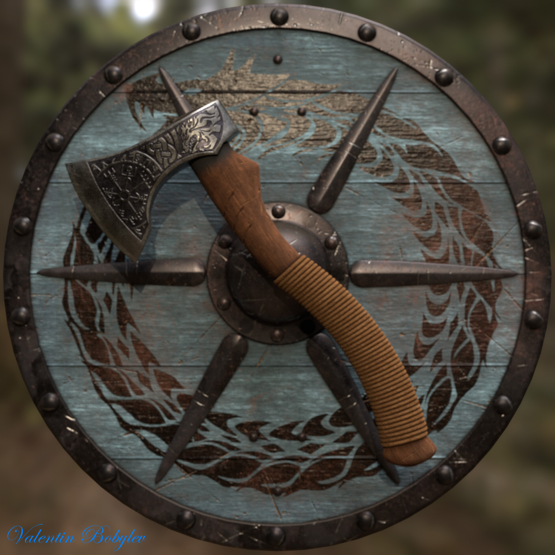 ArtStation - Viking Axe and Shield