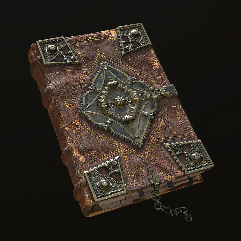 Ancient Leather-Bound Tome with Lock - Hero Prop