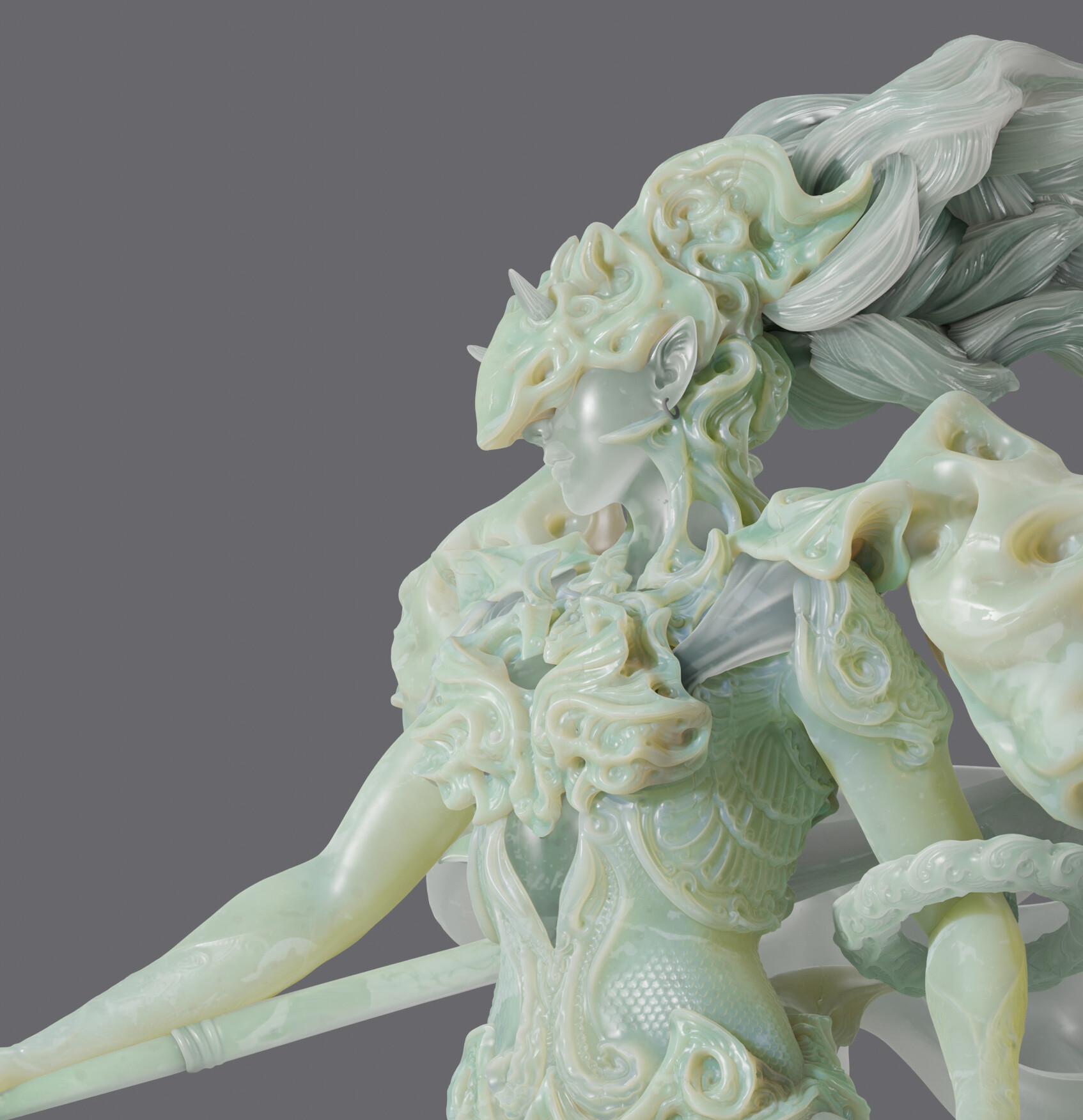 ArtStation - Dragon Goddess jade material