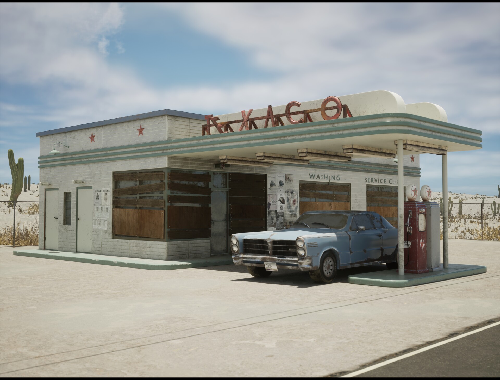 ArtStation - Old Texaco Gas Station