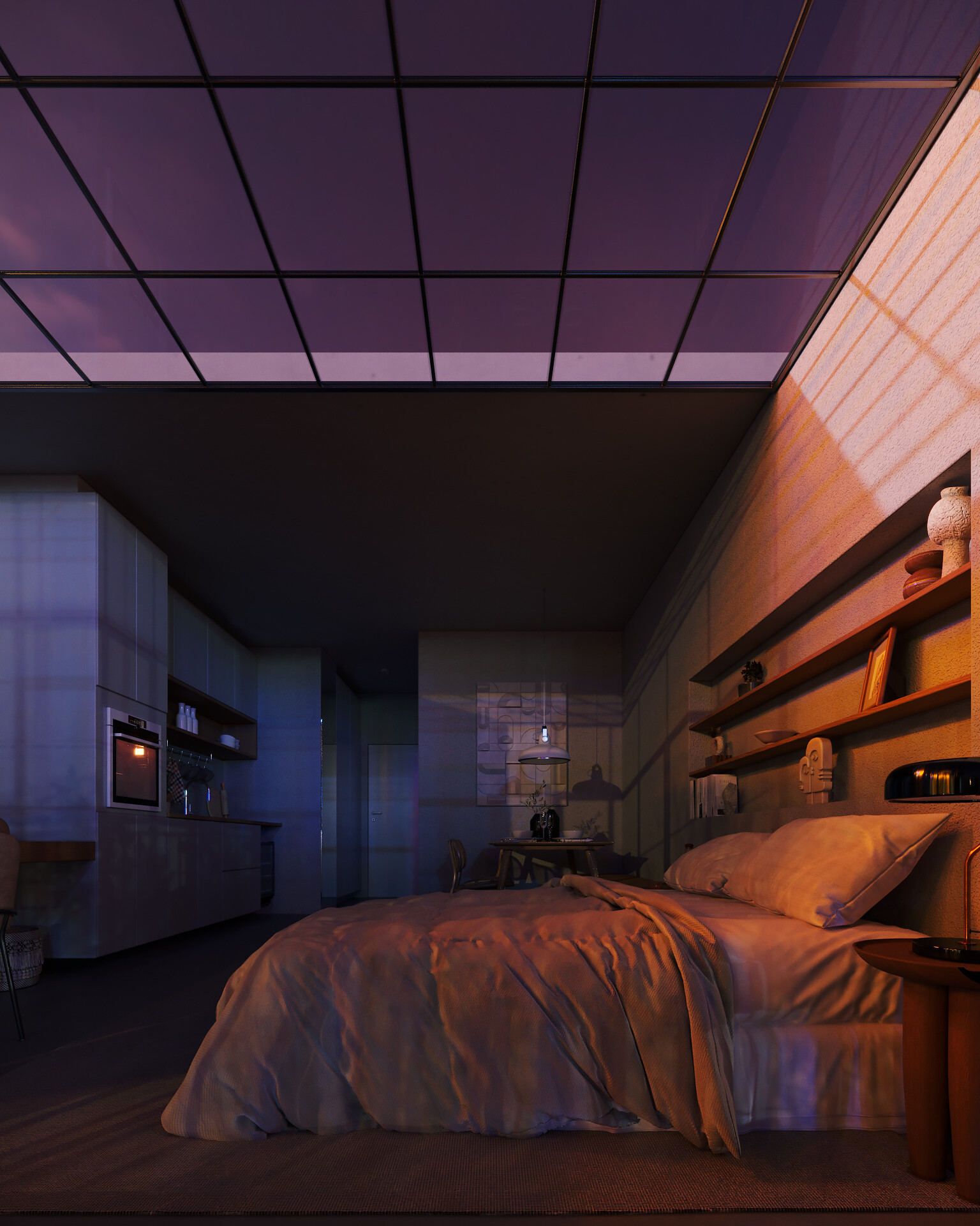 ArtStation - CGI - Loft Golden Hour/ Overcast/ Night (Minha Versão)