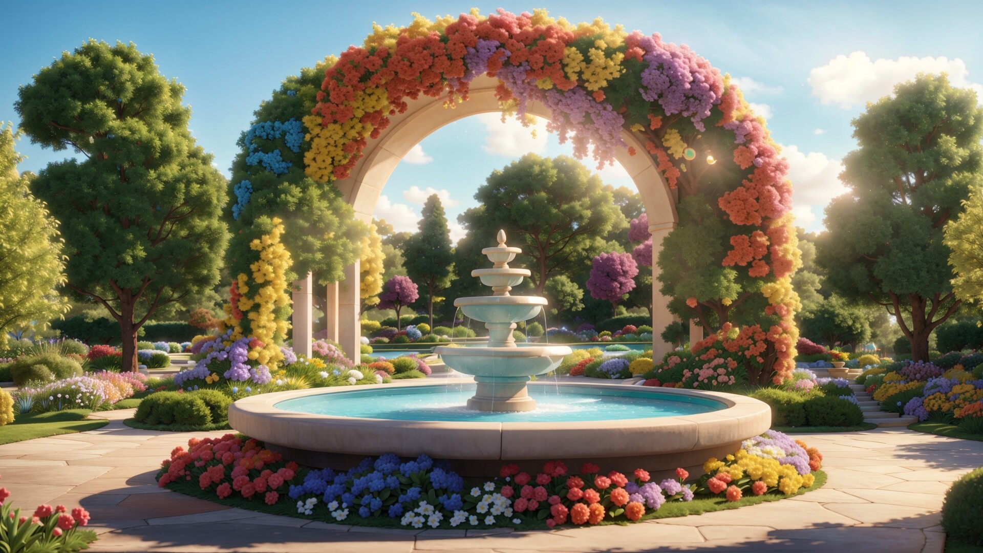 ArtStation - Enchanted Garden - A Magical Rainbow Place